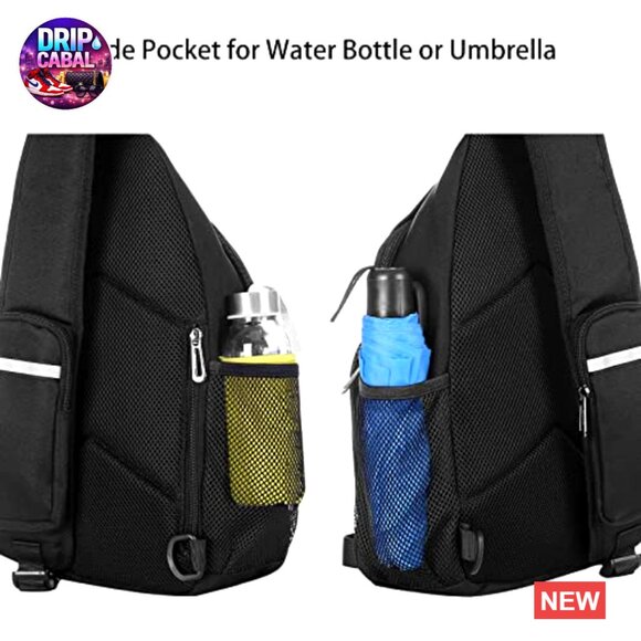 Polyester Sling Backpack with USB Port, Adjustable Crossbody Daypack for Hiking